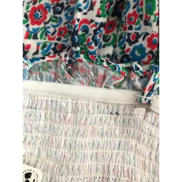 Free People Bali Checked Out Print Romper Women's Large Gardenia Combo NEW - Picture 9 of 11